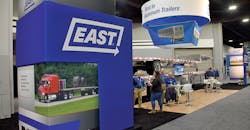 Trailer OEMs were well represented and impossible to miss at this year&rsquo;s TMC exhibition. Here, the team at the East Manufacturing booth ready for the arrival of attendees.