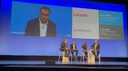 Entercoms CEO and co-founder Dr. Rahul Singh, here speaking at the recent IBM Think 2019 conference, says his company&apos;s newly patented aftermarket parts system will help businesses decrease their cost of service.