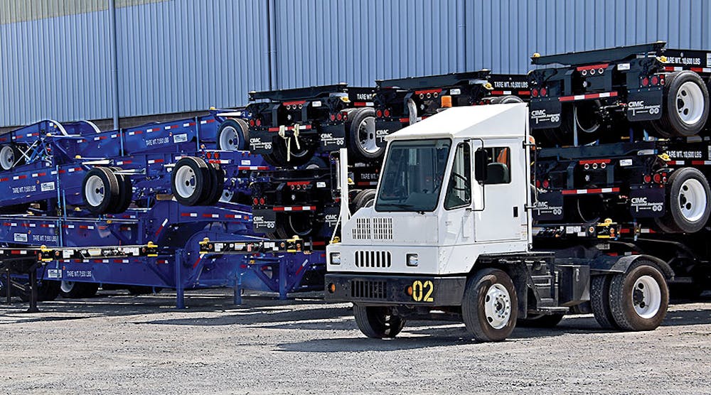 The CIMC Emporia yard has room for about 1,200 finished chassis, a mix of orders staged for delivery and on-demand inventory to customers on the East Coast.