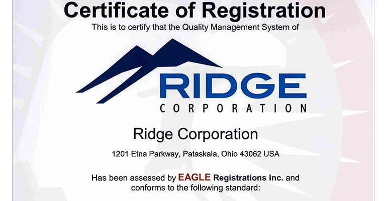 Ridge Corporation certificate of registration