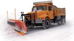 Winter Equipment&apos;s truck-mounted Razor XL carbide insert snowplow cutting edge system.