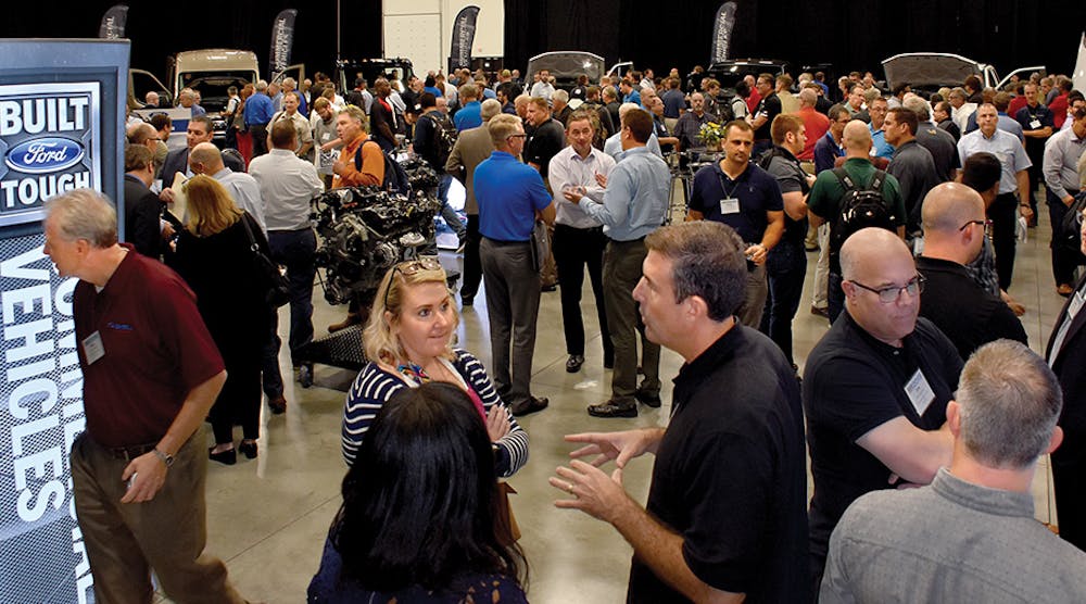 The Ford display at the annual Truck Product Conference always features plenty of vehicles which, in turn, always draws the largest crowd of TEMs and upfitters.