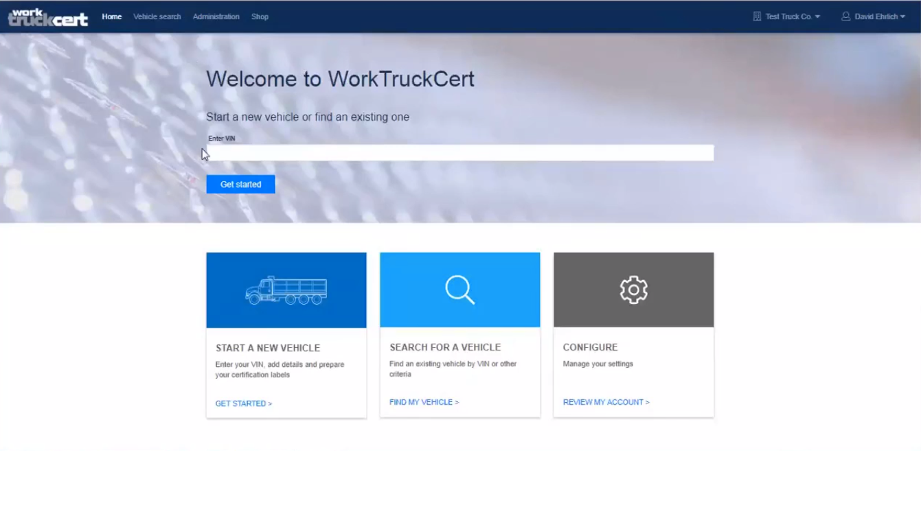 WorkTruckCert home page