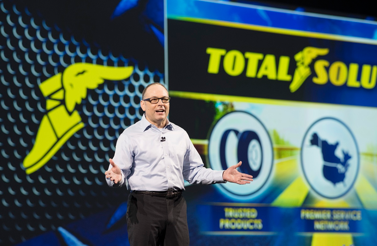 Goodyear's Dave Beasley explains the Complete Tire Management solution at the company's annual customer conference.