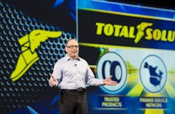 Goodyear's Dave Beasley explains the Complete Tire Management solution at the company's annual customer conference. Goodyear's Dave Beasley explains the Complete Tire Management solution at the company's annual customer conference.
