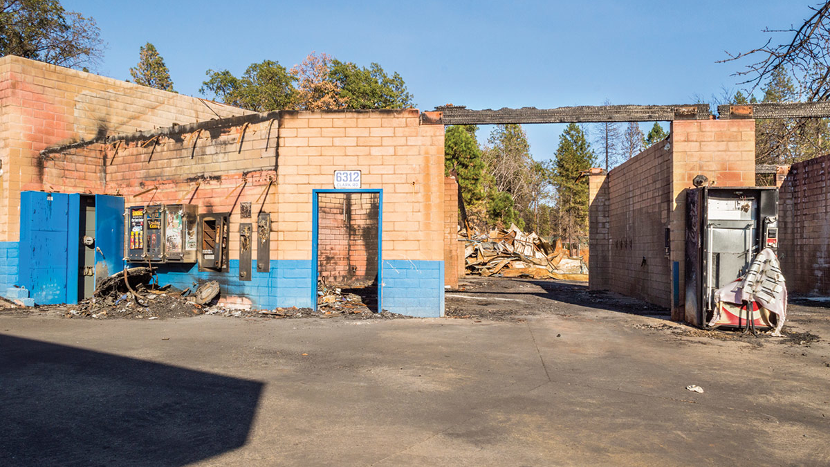 The remains of a car wash in Paradise, California, where the Camp Fire almost destroyed the entire city in 2018.