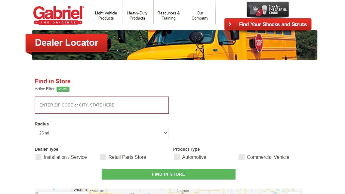 Gabriel Dealer Locator Screenshot 5f29590480ac4
