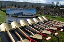 The golden shovels waiting to be put to use in the groundbreaking ceremony.