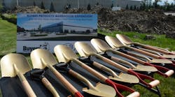 The golden shovels waiting to be put to use in the groundbreaking ceremony.