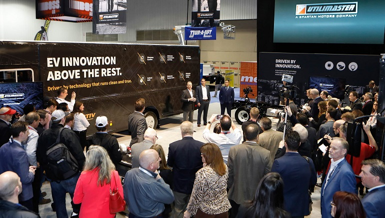 Utilimaster introduces its electric walk-in van at the 2019 Work Truck Show.