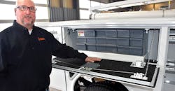 Northland Equipment Owner and President Brian Williams points out the rubber matting added as a custom touch on upfits. Northland Equipment Owner and President Brian Williams points out the rubber matting added as a custom touch on upfits.