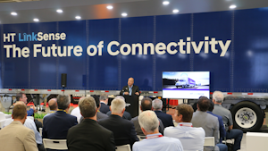 Sean Kenney, chief sales officer at Hyundai Translead, speaks during a TMC 2021 press conference.