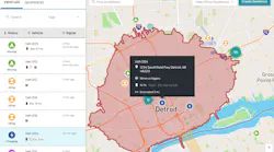 Ford Pro E-Telematics shows electric vehicle battery range, charger locations, state of charge, and energy consumption
