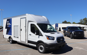 Ford shared its vision for an electrified future and showed off its new E-Transit van and F-150 Lightning truck on Oct. 28 outside NRG Stadium in Houston during the last stop of its 18-city roadshow tour.