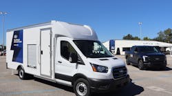 Ford shared its vision for an electrified future and showed off its new E-Transit van and F-150 Lightning truck on Oct. 28 outside NRG Stadium in Houston during the last stop of its 18-city roadshow tour.