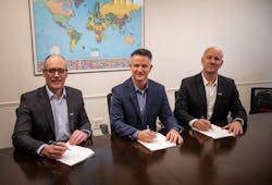 From left, the Director of Business and International Sales at Randon Implementos Renato Franco da Silva; Baymark Partners Managing Director Anthony Ludlow; and the superintendent director of the OEM business vertical of Randon Companies, Sandro Trentin. From left, the Director of Business and International Sales at Randon Implementos Renato Franco da Silva; Baymark Partners Managing Director Anthony Ludlow; and the superintendent director of the OEM business vertical of Randon Companies, Sandro Trentin.