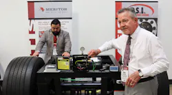 Mike Niemeyer, director of strategic accounts, explains how the Meritor Tire Inflation System works during a tour of P.S.I.’s plant in San Antonio.