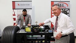 Mike Niemeyer, director of strategic accounts, explains how the Meritor Tire Inflation System works during a tour of P.S.I.’s plant in San Antonio. Mike Niemeyer, director of strategic accounts, explains how the Meritor Tire Inflation System works during a tour of P.S.I.’s plant in San Antonio.