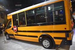 'It's big and it's yellow and we think the kids are going to love it,' Ford Pro's Baughman said of the Ford E-Transit-based electric school bus. 'It's big and it's yellow and we think the kids are going to love it,' Ford Pro's Baughman said of the Ford E-Transit-based electric school bus.