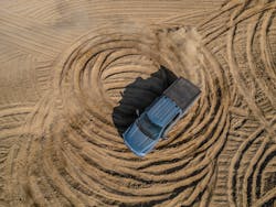 Ford's Trail Turn Assist can virtually lock either rear wheel to shrink their turn radius to 180 degrees. Ford's Trail Turn Assist can virtually lock either rear wheel to shrink their turn radius to 180 degrees.