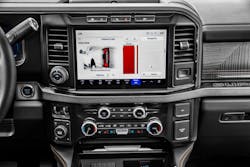 The 2023 Super Duty&apos;s touchscreen is ideal for displaying several metrics, including onboard scales and set-up and calibration.