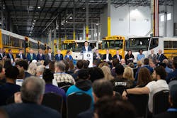 The official opening included guests touring Lion's new school bus production line, a truck and bus ride, and exploring innovative all-electric bodied-up Lion truck applications that were on display. The official opening included guests touring Lion's new school bus production line, a truck and bus ride, and exploring innovative all-electric bodied-up Lion truck applications that were on display.