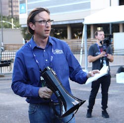 Ben Gardiner, NMFTA senior cybersecurity research engineer, demonstrates how hackers can attack a tanker’s ABS controller using RF-induced signals. Ben Gardiner, NMFTA senior cybersecurity research engineer, demonstrates how hackers can attack a tanker’s ABS controller using RF-induced signals.