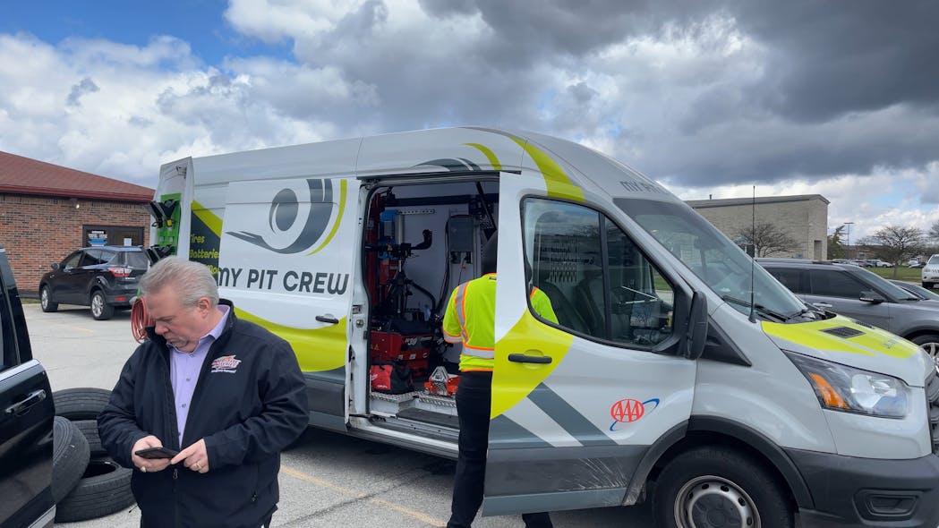 Of the 600 to 700 members who call AAA each day for emergency services, 25 percent pertained directly to tire service, so Hargrave, at left, knew it had a ready market for its newly-branded mobile tire service offering.