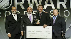 Nate Morris of De Pere, Wisconsin’s Transport Refrigeration (second from right) is the winner of Thermo King’s inaugural Top Tech Dealer Technician competition.