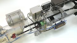 The new PTO-driven underdeck all-in-one power system mounted underneath a glass frame. The new PTO-driven underdeck all-in-one power system mounted underneath a glass frame.