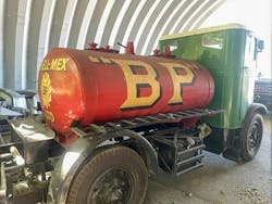 The vintage tank wagon before restoration. The vintage tank wagon before restoration.