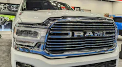 A Ram truck on display during NTEA’s 2024 Work Truck Week, where Stellantis launched its new Ram Professional brand.