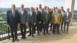 TTMA board members are, from left to right, Gene Astolfi, Trail King; Scott Hevelone, LBT; Alan Briley, Fontaine; Sean Kenney, Hyundai Translead; Corey Kirk, Tremcar; John Rust, Trail King; Jeff Thompson, Timpte; Jeff Sims, TTMA; Bob Wahlin, Stoughton; Andy Tanner, Talbert Mfg.; Dale Jones, Timpte; and Gary Gaussion, Silver Eagle Mfg. TTMA board members are, from left to right, Gene Astolfi, Trail King; Scott Hevelone, LBT; Alan Briley, Fontaine; Sean Kenney, Hyundai Translead; Corey Kirk, Tremcar; John Rust, Trail King; Jeff Thompson, Timpte; Jeff Sims, TTMA; Bob Wahlin, Stoughton; Andy Tanner, Talbert Mfg.; Dale Jones, Timpte; and Gary Gaussion, Silver Eagle Mfg.