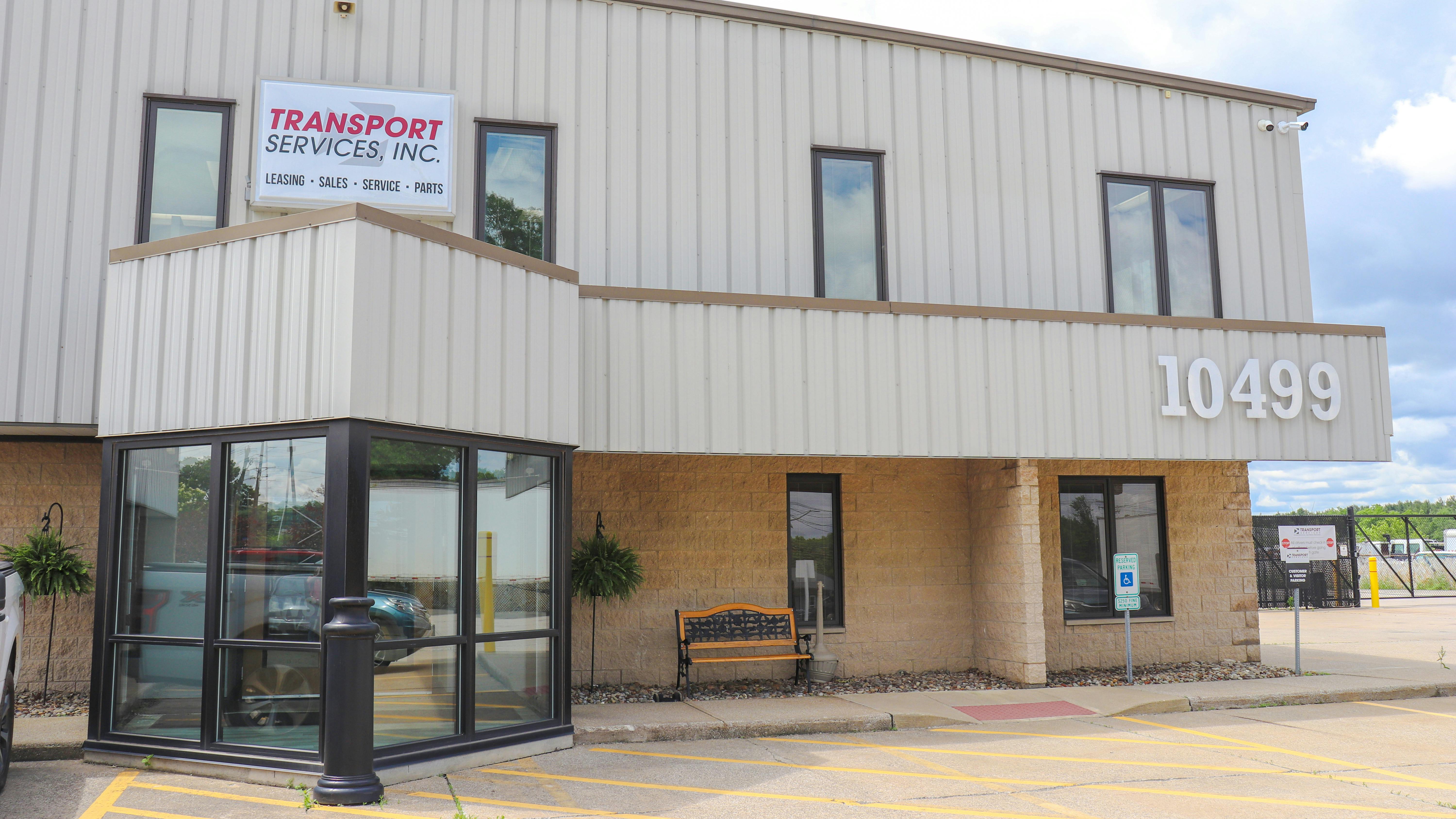 Transport Services, Inc. is flanked by storage and landscaping businesses.