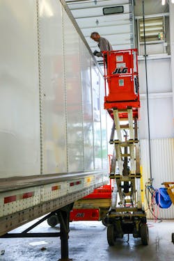 TSI replaced ladders with scissor lifts to improve worker safety and efficiency. TSI replaced ladders with scissor lifts to improve worker safety and efficiency.