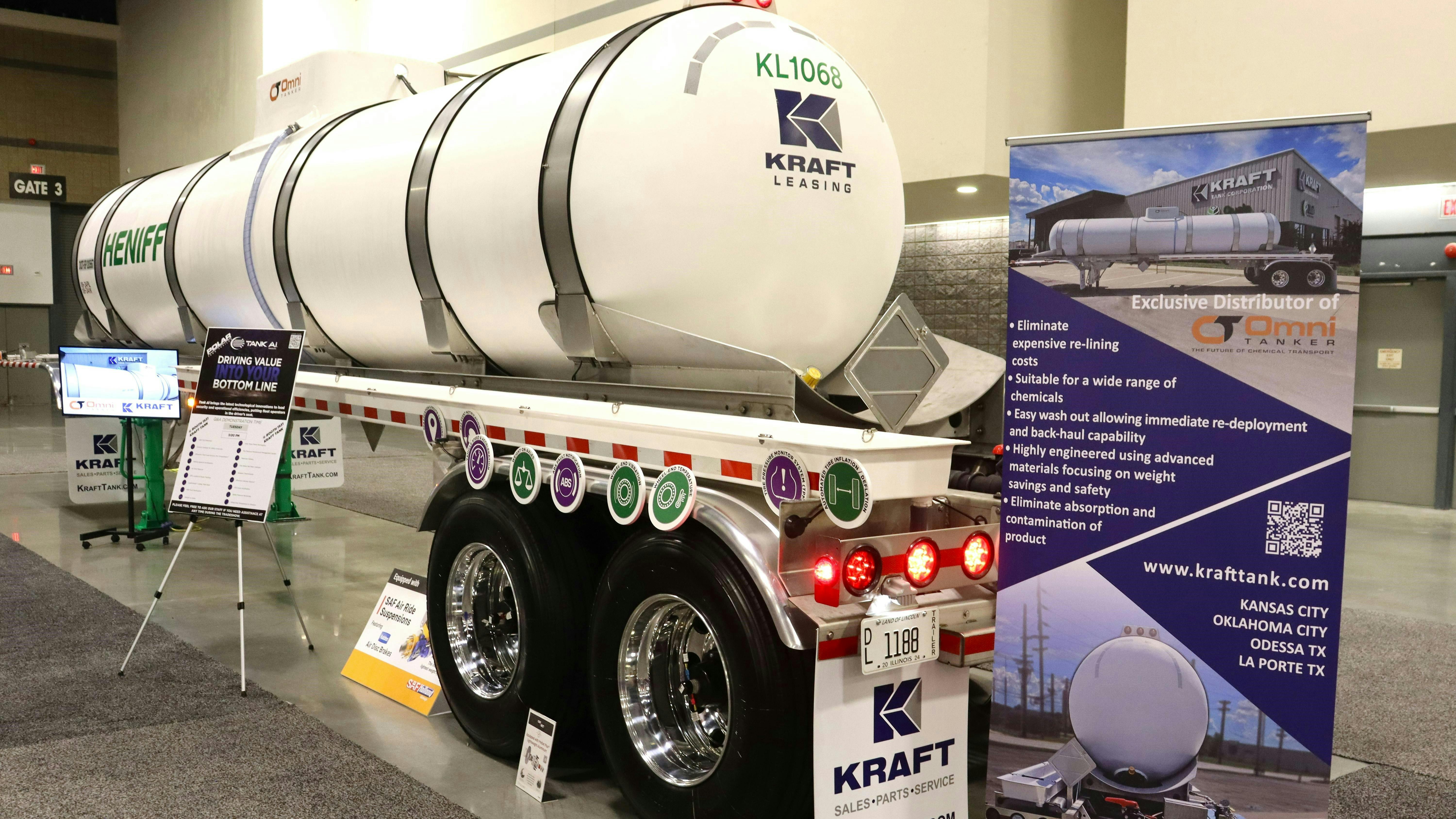 The new Omni Tanker composite chemical tank trailer is distributed exclusively by Kraft Corporation.