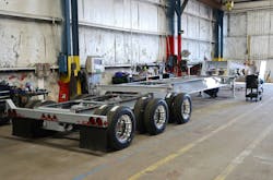 A newly completed Kalyn Siebert extendable ISO chassis trailer awaits delivery to new customer Quality Carriers. A newly completed Kalyn Siebert extendable ISO chassis trailer awaits delivery to new customer Quality Carriers.