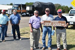 Kalyn Siebert honored the 46th work anniversary of Steve Gould by naming the street in front of its Gatesville, Texas, facility after him. Coincidentally, a Kalyn Siebert trailer transporting a SpaceX rocket engine passed by as the picture was taken. Kalyn Siebert honored the 46th work anniversary of Steve Gould by naming the street in front of its Gatesville, Texas, facility after him. Coincidentally, a Kalyn Siebert trailer transporting a SpaceX rocket engine passed by as the picture was taken.