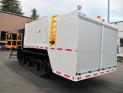 The Leach Pad Lube Vehicle includes custom on-deck storage; a 4-dawer tool storage unit; a full access walking platform; and a rear reel cabinet with containment and an aluminum roll-up door. The Leach Pad Lube Vehicle includes custom on-deck storage; a 4-dawer tool storage unit; a full access walking platform; and a rear reel cabinet with containment and an aluminum roll-up door.