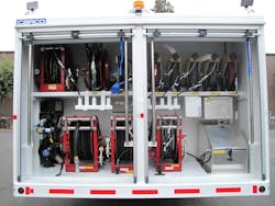 The interior of the rear reel cabinet. The interior of the rear reel cabinet.