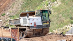 In addition to the crawler carrier's 'remarkable climbing ability.' the Prinoth T12's top speed of B.4 miles per hour can cover ground quickly while carrying full loads. In addition to the crawler carrier's 'remarkable climbing ability.' the Prinoth T12's top speed of B.4 miles per hour can cover ground quickly while carrying full loads.