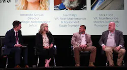 Left to right: Amanda Schuier, strategic maintenance director for Jetco Delivery and TMC General Chair; Joe Phillips, VP of Fleet Maintenance and Equipment for Eagle Transport; Nick Forte, VP of Maintenance for Stevens Transport.