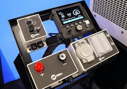 Convenient remote panels with outputs for battery charge, auxiliary power and welding can be installed to reduce risk of slips, trips, and falls. Convenient remote panels with outputs for battery charge, auxiliary power and welding can be installed to reduce risk of slips, trips, and falls.