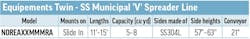 Equipements Twin Municipal V Spreader Line combination dump body & spreaders specs table Equipements Twin Municipal V Spreader Line combination dump body & spreaders specs table