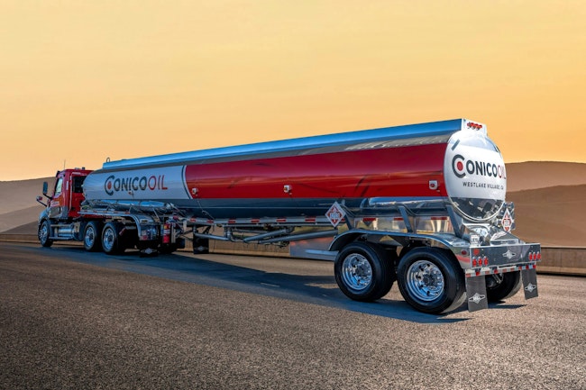 A Beall frameless semi tank trailer