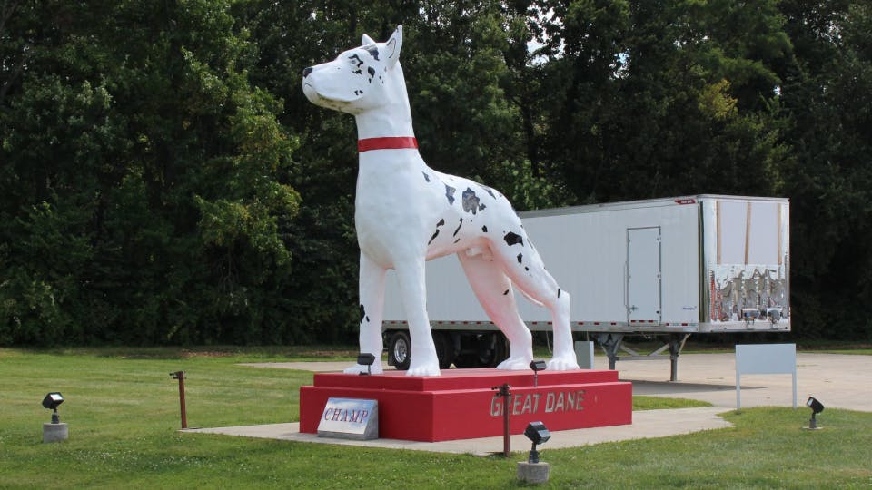 In 2019, a statue of Great Dane's mascot, Champ, was relocated from Savannah to the Brazil, Indiana facility.