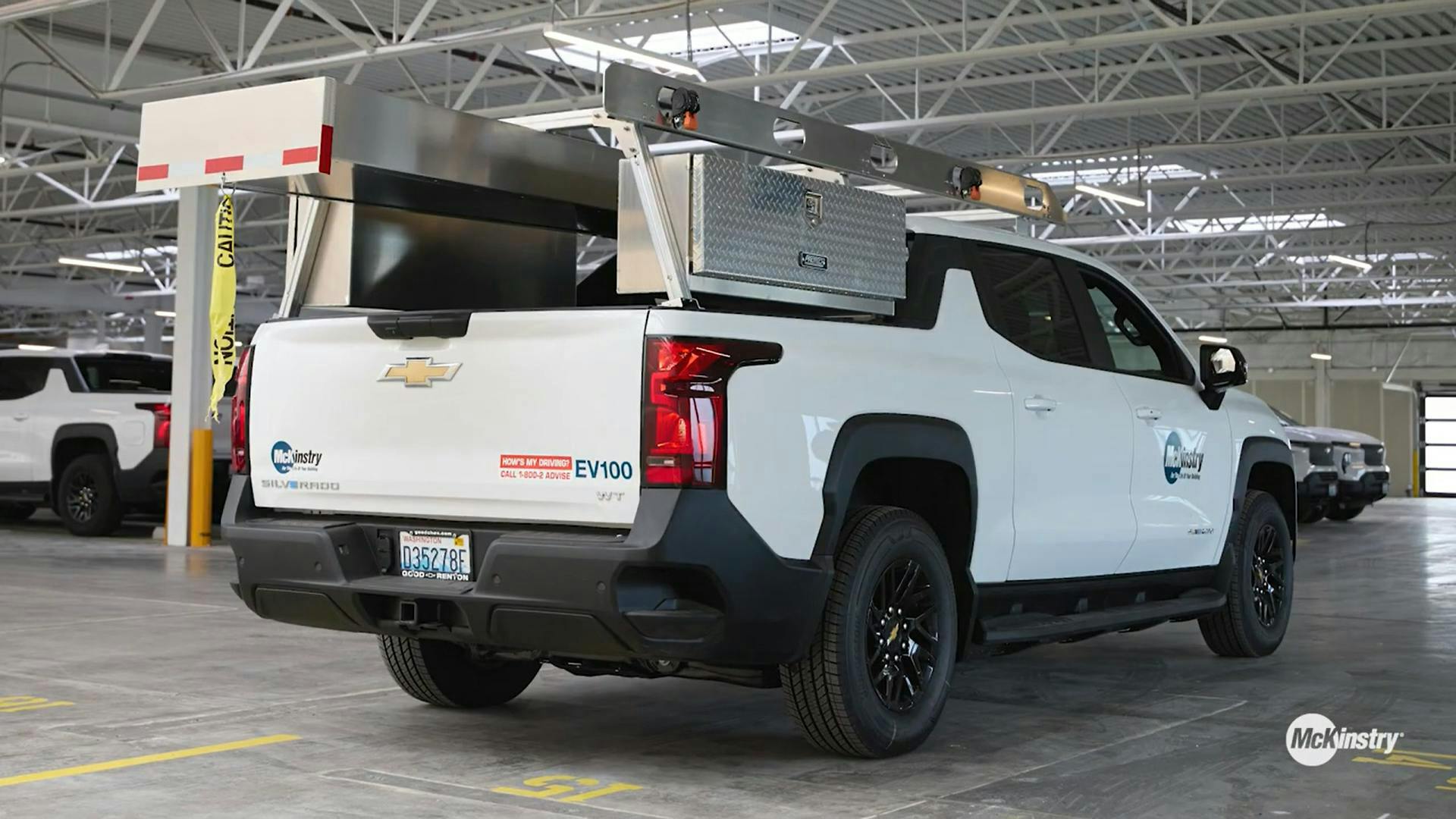 To be a McKinstry work truck, a vehicle needs space to handle upfits, extra weight, and ample storage, and the Silverado EV, as a full-size pickup, allows just that.