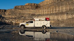 MidSouth Aggregate’s new electrified service vehicle performs its daily duties in the harsh environment of a mining operation. MidSouth Aggregate’s new electrified service vehicle performs its daily duties in the harsh environment of a mining operation.