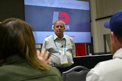 Dexter's Bill Snyder takes questions during one of the training sessions at Trailer Tech Expo. Dexter's Bill Snyder takes questions during one of the training sessions at Trailer Tech Expo.