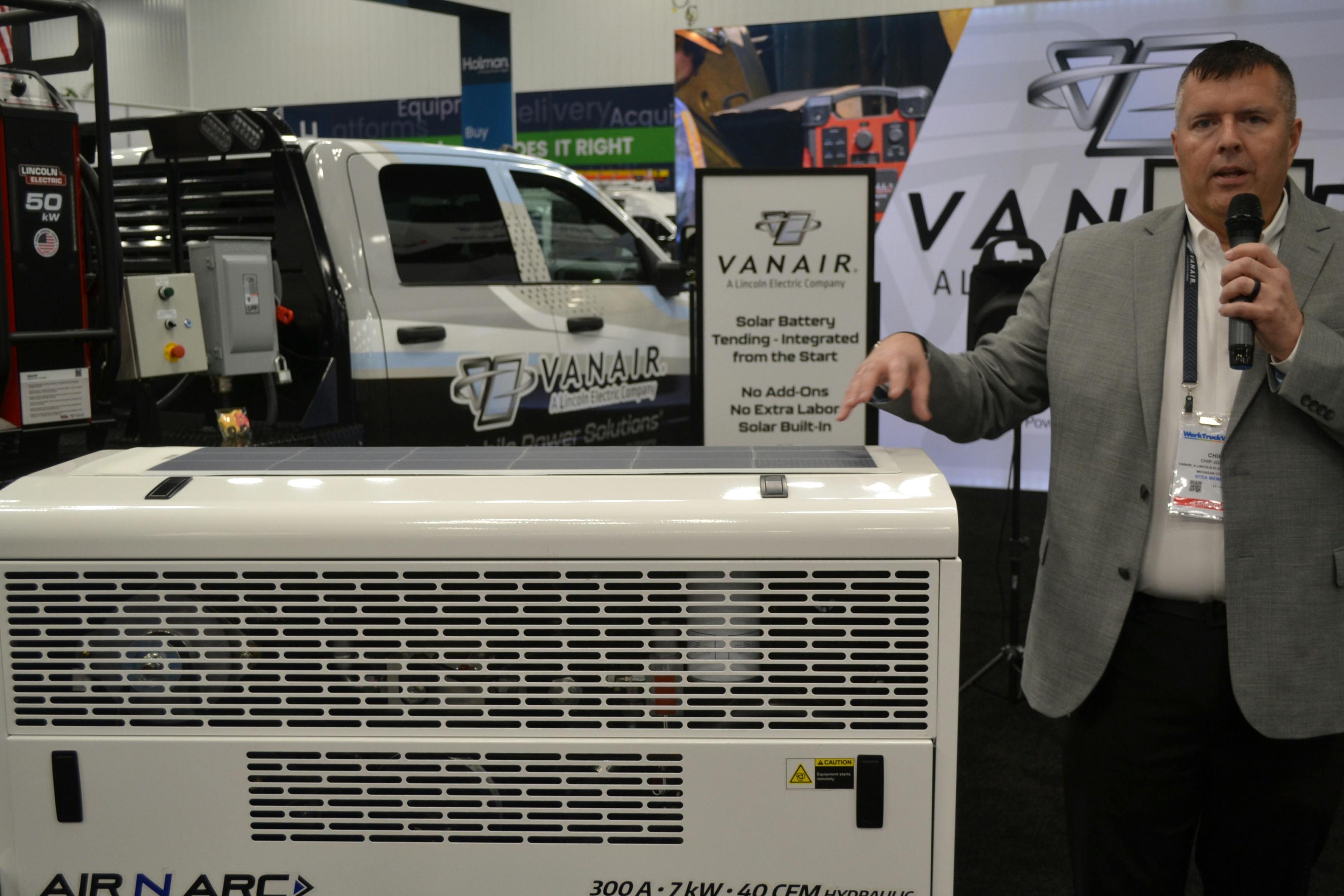 Vanair's Chip Jones explains the benefits of the EPEQ Solar Assist system at WTW 2026.